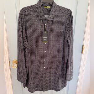Murano Performance Men's Charcoal Geometric Button-Down Shirt Tall Man 3XT NWT